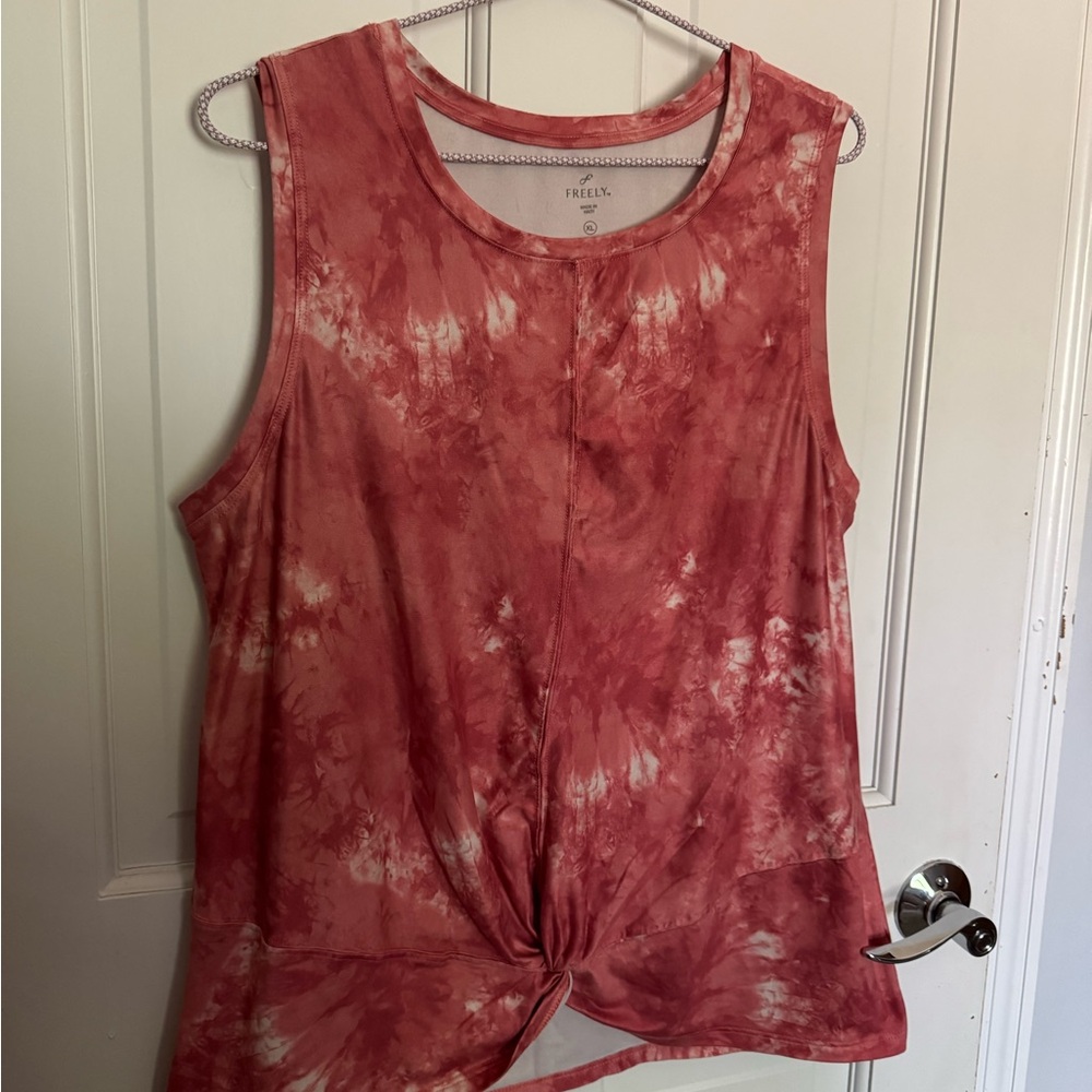 Pink Freely Tie Dye Twist Front Tank Top